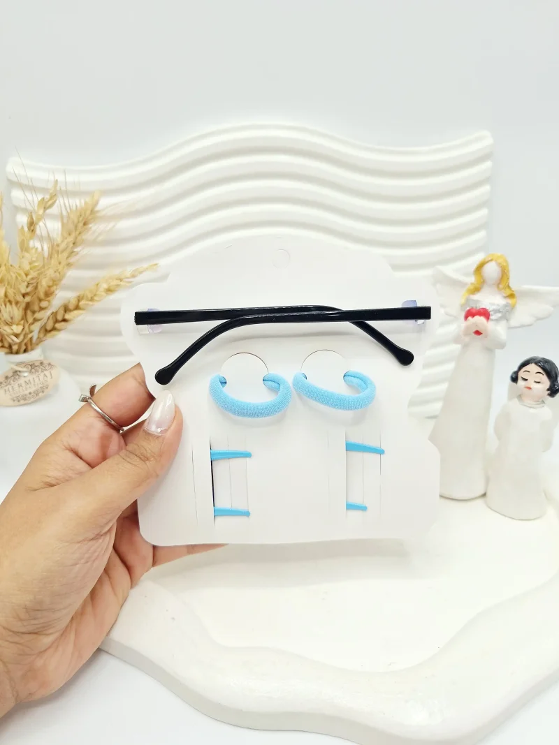 ست عینک و کش و گیره بچگانه طرح استیکر کارتونی ( مدل عینک اپل )