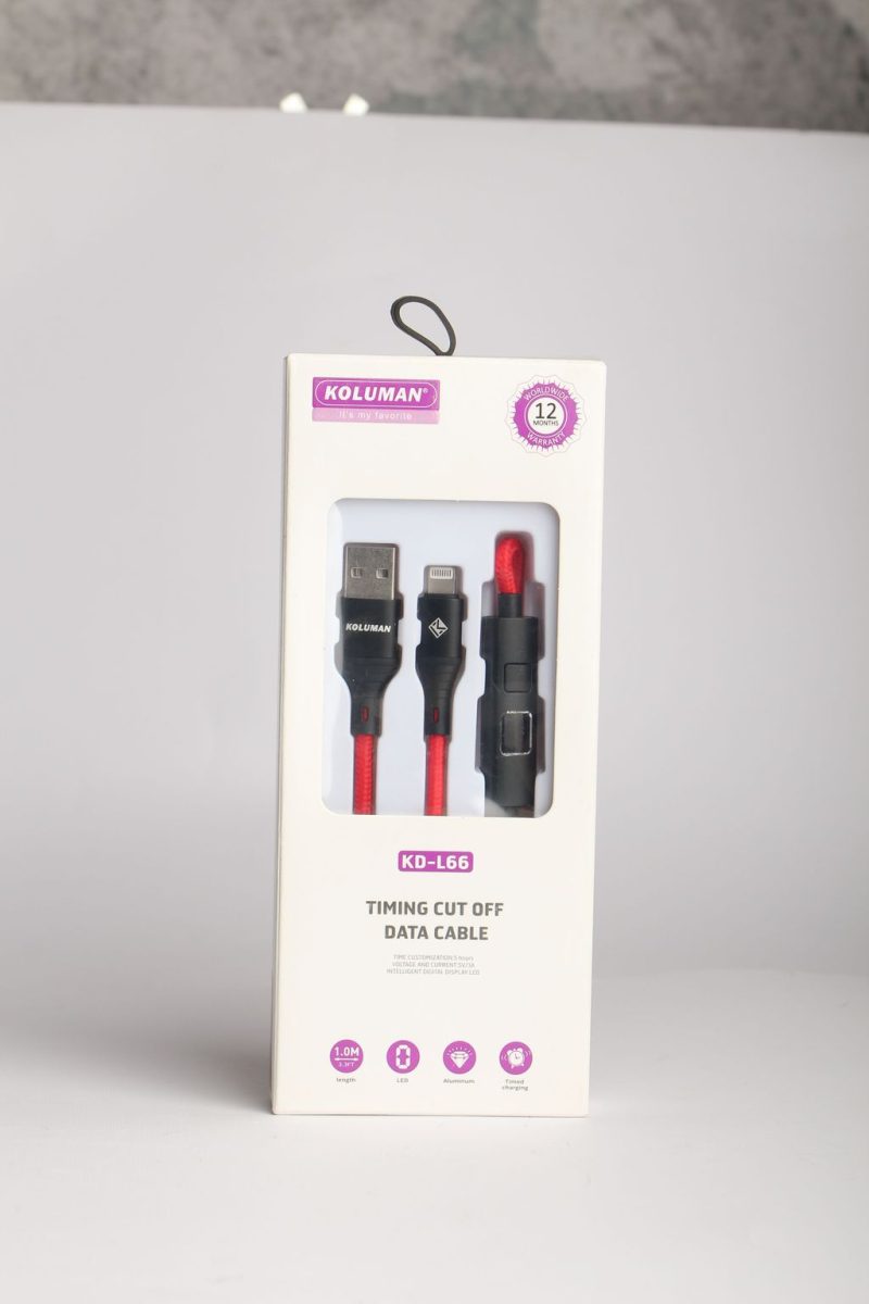 کابل تبدیل USB به USB-C کلومن مدل KD-L66 طول 1 متر قرمز