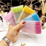 برس ابرو و مژه رنگی شیشه ای بسته 50 عددی